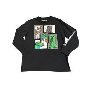 Mojang‎ Minecraft Long Sleeve Black Crew Neck T-Shirt Size XL Youth Causal Gamer
